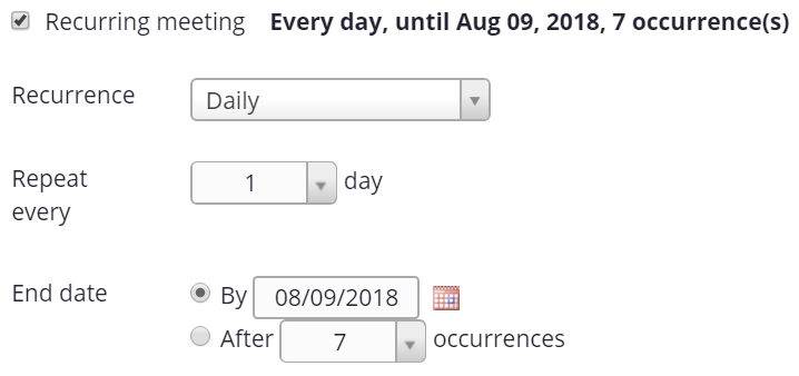 image of recurring date settings