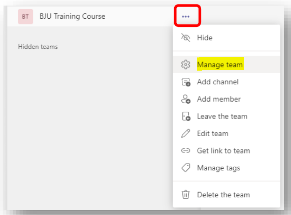 Microsoft Teams Manage Teams Button Location