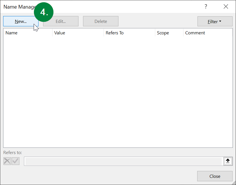 Step 4 of Defining the Regions in an Excel Document