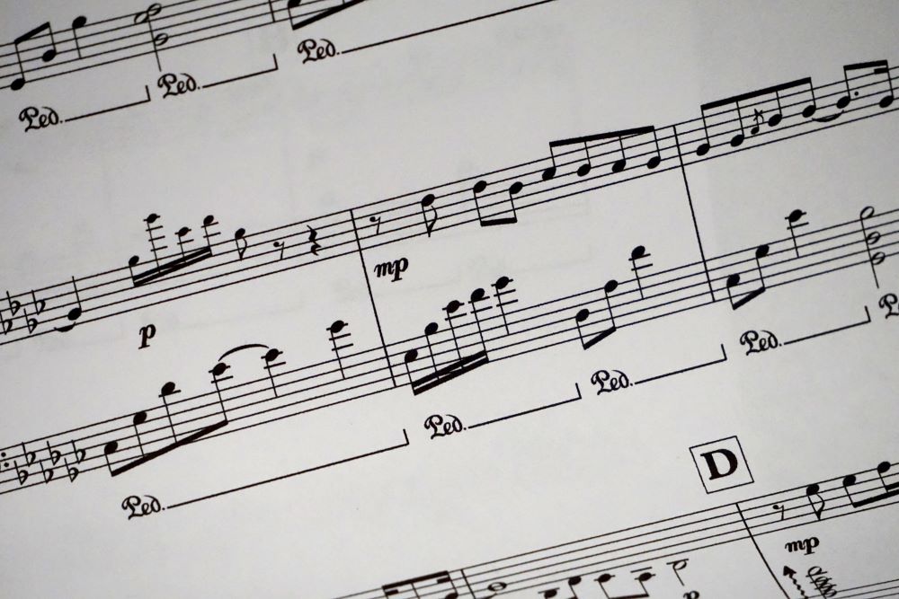 Music sheet showing musical notes from Pixabay