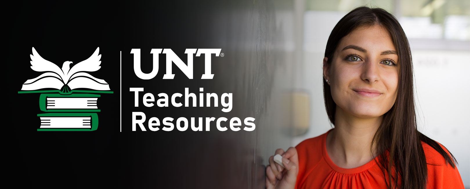 Teaching Resources banner - Lady near chalkboard