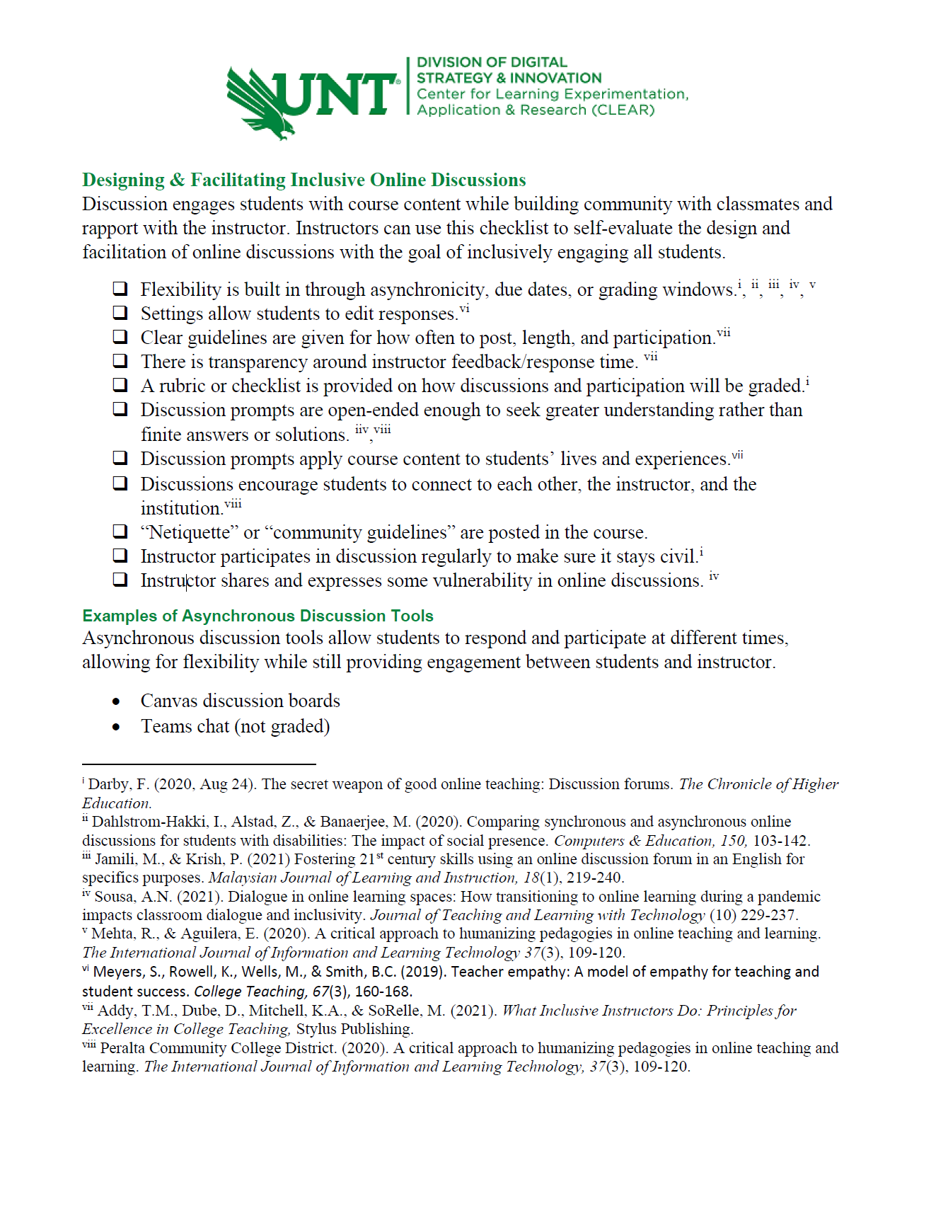 Designing and Facilitating Inclusive Online Discussions Tip Sheet