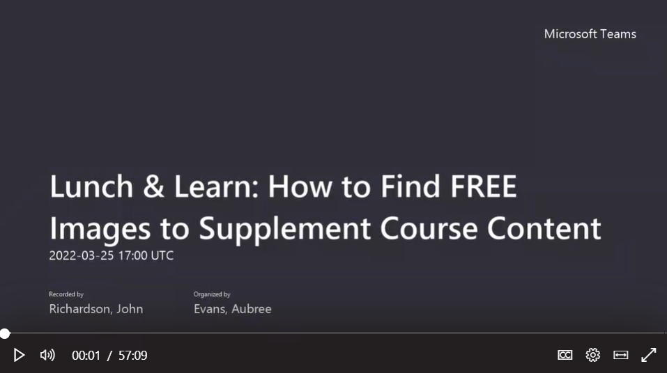 Lunch and Learn: How to Find Free Images to Supplement Course Content