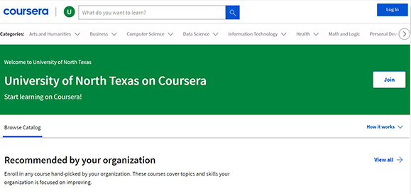 Coursera UNT Home Page