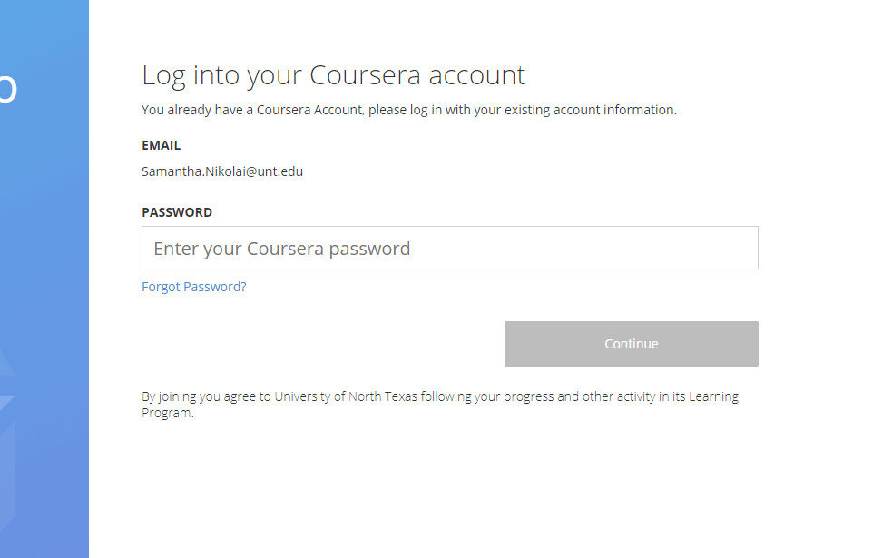 Log into your coursera account login screenshot