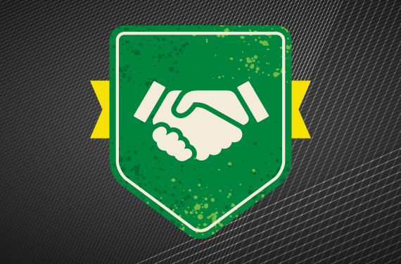 graphic image of two hands shaking - yellow ribbon