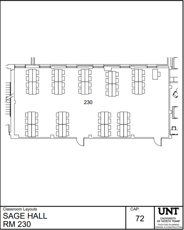 Floorplan for Sage Hall 230
